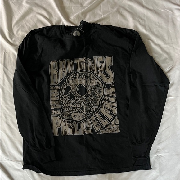 Phil Carpenter Art Other - Phil Carpenter Bad Things Philadelphia  Skull Graphic Long Sleeve Tee - Black